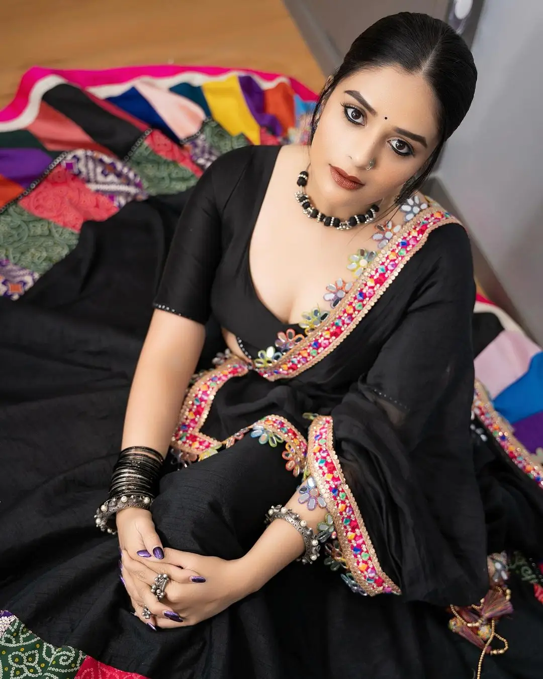 ZEETV Actress Sreemukhi in Black Lehenga Choli